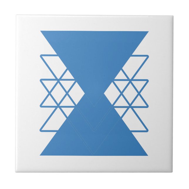 Blaue geometrische Formen Fliese (Vorderseite)