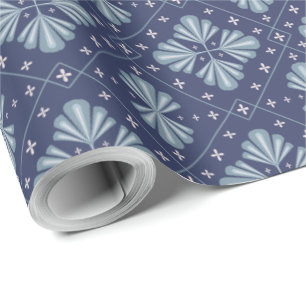 Blaue geometrische Formen Muster Geschenkpapier