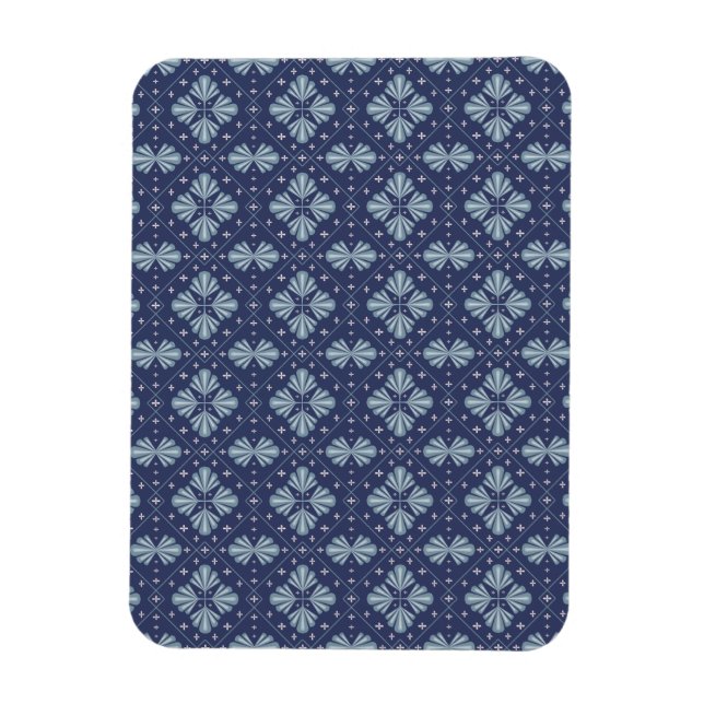 Blaue geometrische Formen Muster  Magnet (Vertikal)