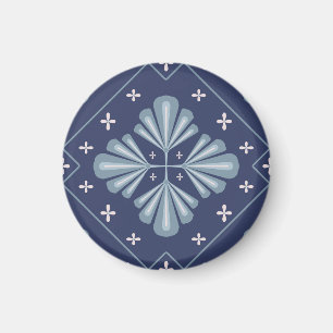Blaue geometrische Formen Muster Magnet