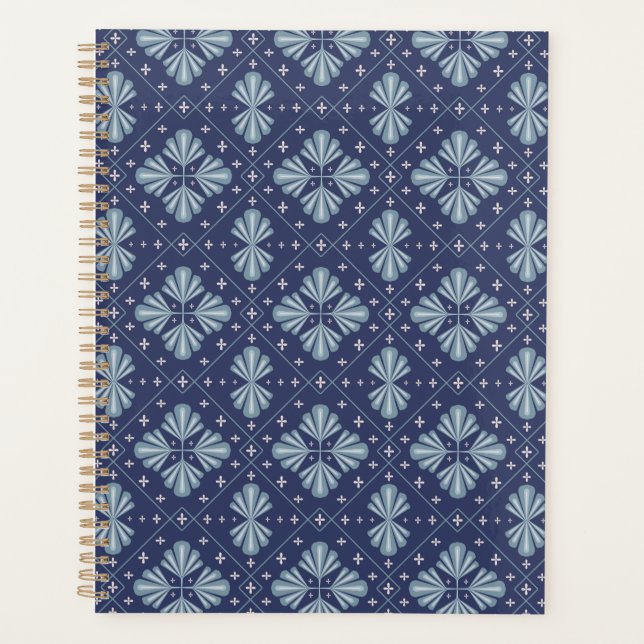 Blaue geometrische Formen Muster  Planer (Vorderseite)