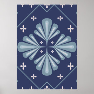 Blaue geometrische Formen Muster Poster
