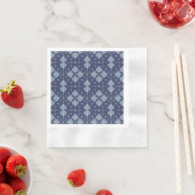 Blaue geometrische Formen Muster  Serviette (Beispiel)
