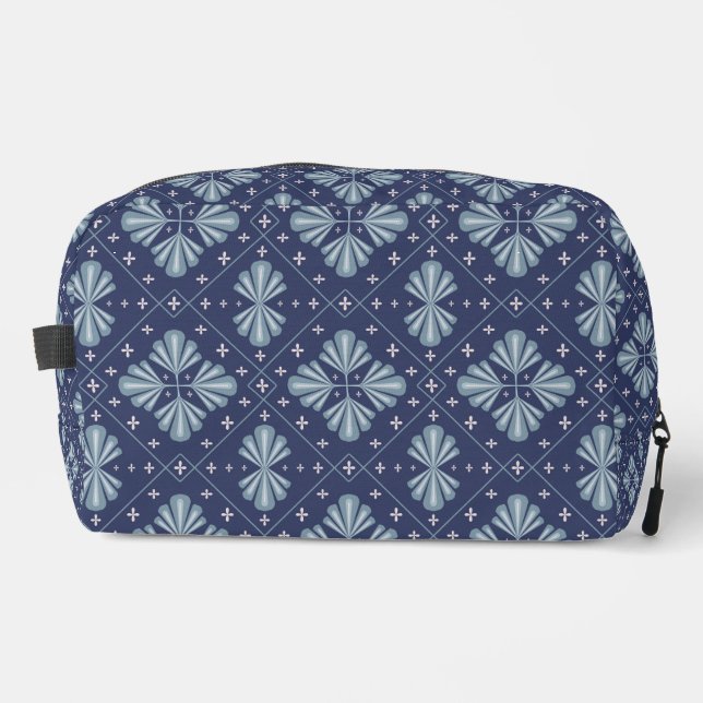 Blaue geometrische Formen Muster  Waschbeutel (Vorderseite)