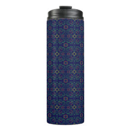 Blaue geometrische gelbe Ovale Thermosbecher