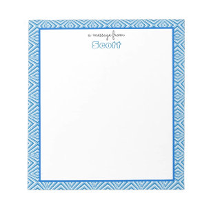 Blaue geometrische Grenze mit Monogramm Notizblock
