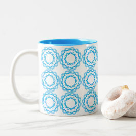 Blaue geometrische Kreise Kunstmuster Zweifarbige Tasse