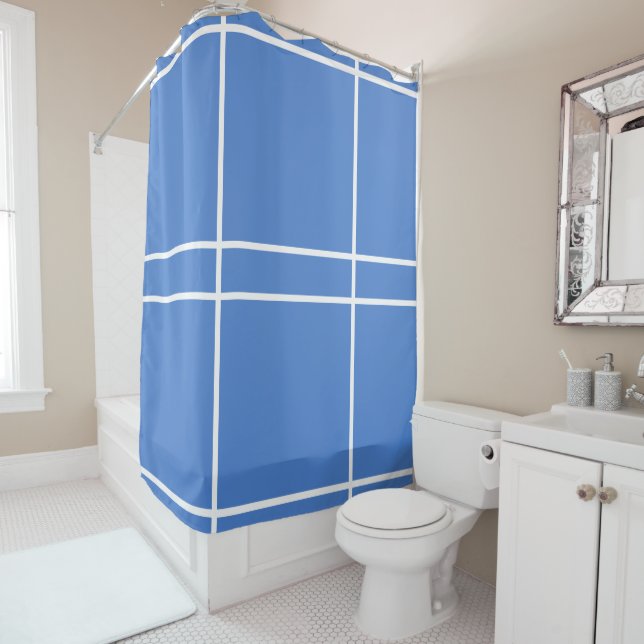 Blaue geometrische Linien Duschvorhang (Beispiel)