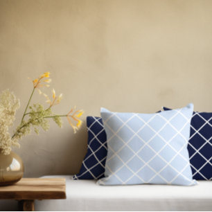 Blaue geometrische Quadrate Kissen