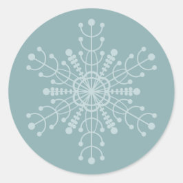 Blaue geometrische Schneeflocke Runder Aufkleber