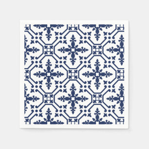 Blaue geometrische Zierziegel Serviette
