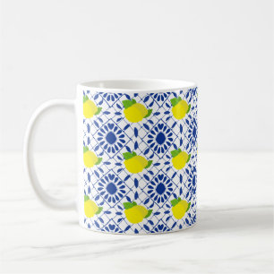 Blaue geometrische Zitronenfliese Kaffeetasse