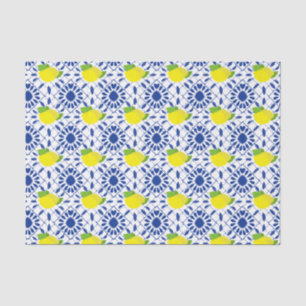 Blaue geometrische Zitronenfliese Seidenpapier