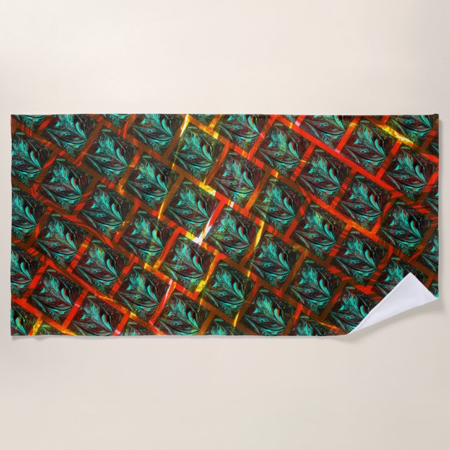 Blaue "gerahmte Augen", Quadrat, Kratzer oder rote Strandtuch (Vorderseite)