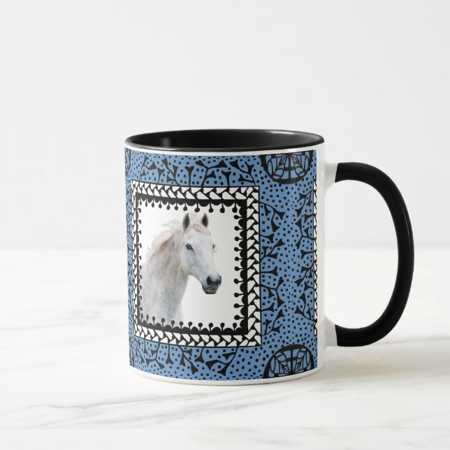 Blaue gerahmte PferdeTasse Tasse (Rechts)
