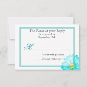 Blaue Gerbera-Margerite Einfache Hochzeitseinladun RSVP Karte