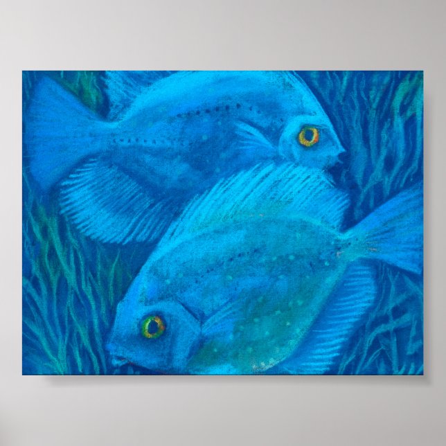 Blaue Gerichte, tropische Fische unter Wasser Tier Poster (Vorne)