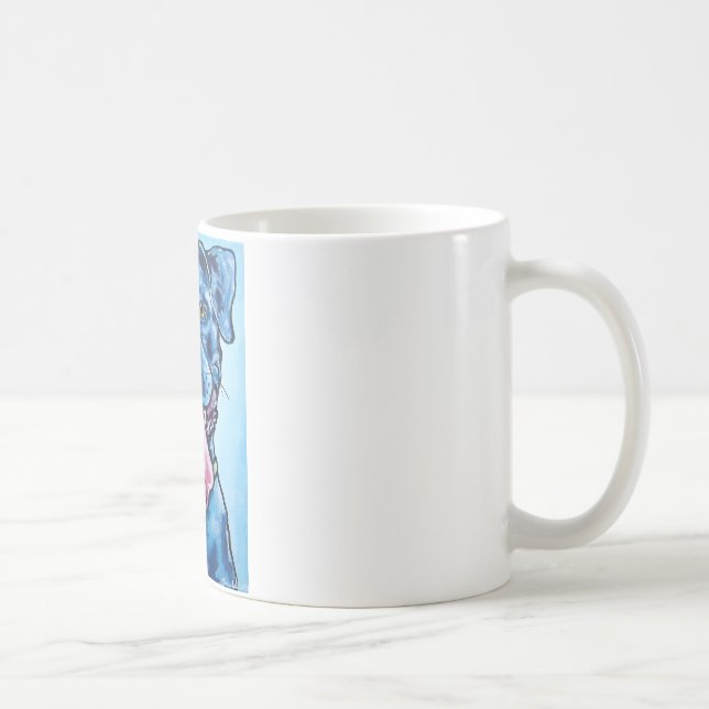 Blaue gerochene Pitbull Kaffeetasse (Rechts)