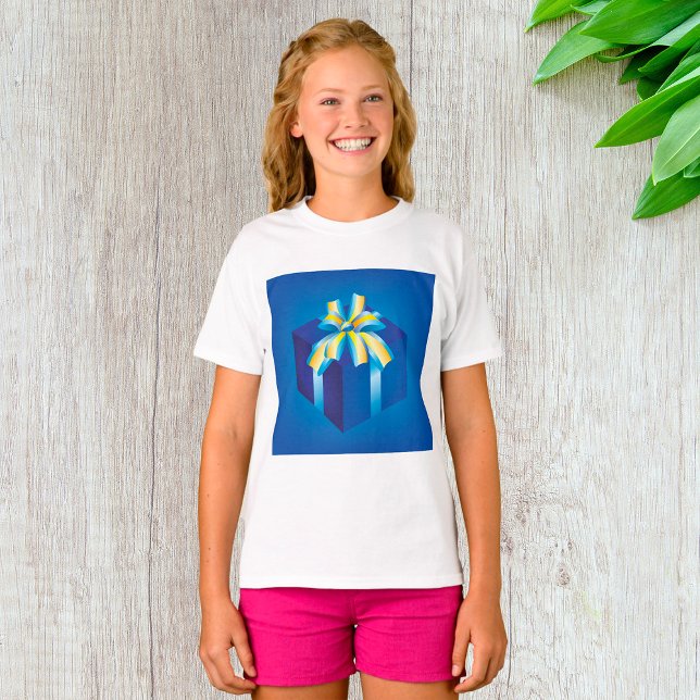 Blaue Geschenkboxen mit Gelb und Aqua Ribbon T-Shirt (Von Creator hochgeladen)