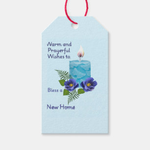 Blaue gesegnete Kerze für ein neues Zuhause Geschenkanhänger