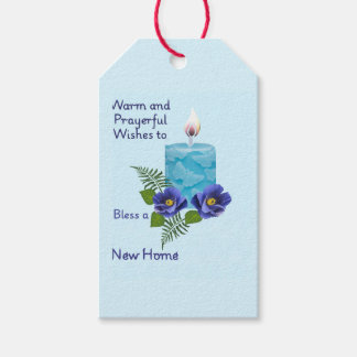Blaue gesegnete Kerze für ein neues Zuhause Geschenkanhänger
