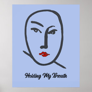 Blaue Gesichter Abstrakt Poster