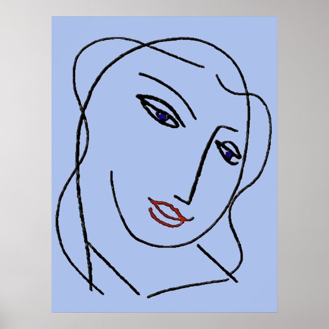 Blaue Gesichter Abstrakt Poster (Vorne)