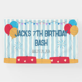 Blaue gestreifte Ballons & Geschenke Benutzerdefin Banner