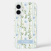 Blaue gestreifte Blumen personalisiert
