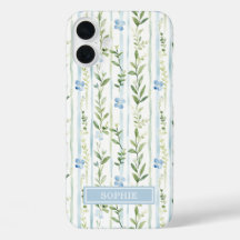 Blaue gestreifte Blumen personalisiert