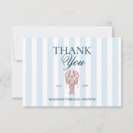Blaue Gestreifte Hummer Hochzeitstorte-Bridal-Show Dankeskarte