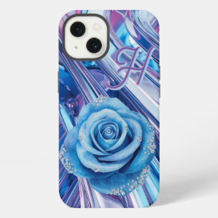 Blaue gestreifte Rose iPhone Hülle