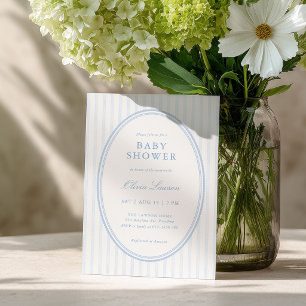 Blaue gestreifte vornehme Babyparty-Einladung Einladung