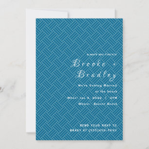 Blaue Gewebte Textur Hochzeit Einladung