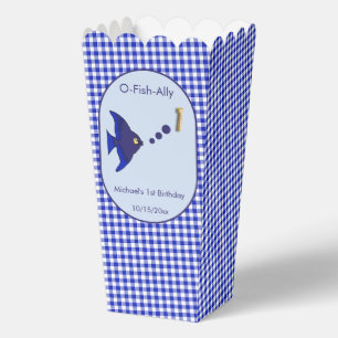 Blaue Gingham 1. Geburtstags 3 Foto Gefallen Box Geschenkschachtel