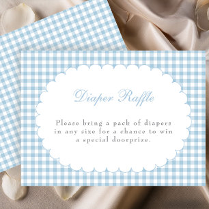 Blaue Gingham-Baby-Party-Windel-Raffelkarte Begleitkarte