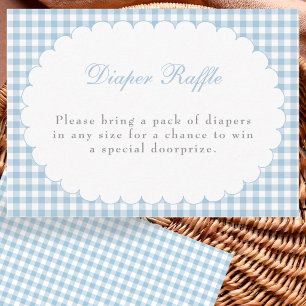 Blaue Gingham-Baby-Party-Windel-Raffelkarte Begleitkarte