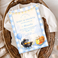 Blaue Gingham-Baby-Q-Baby-Party