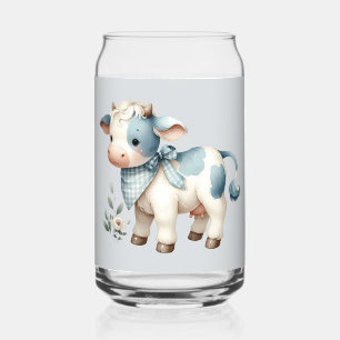 Blaue Gingham-Babykuh Pastell-Farm-Ästhetik Dosenglas