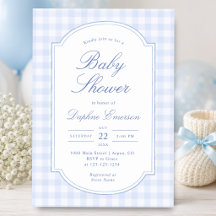 Blaue Gingham-Babyparty