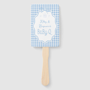 Blaue Gingham-Barbecue-Boy-Baby-Q-Baby-Party  Fächer