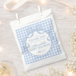 Blaue Gingham Coquette Bogen Babyparty-Dessert Geschenktütchen