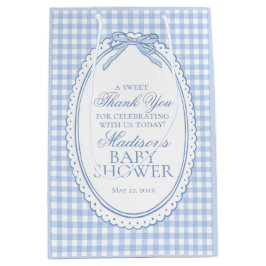 Blaue Gingham Coquette Bogen Babyparty-Geschenke Mittlere Geschenktüte