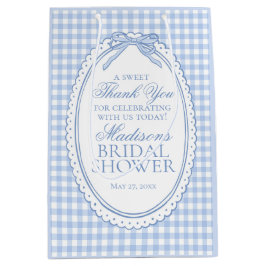Blaue Gingham Coquette Bogen Hochzeitsdusche Gesch Mittlere Geschenktüte