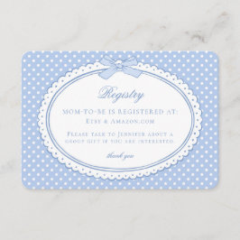 Blaue Gingham Coquette Schleife Baby-Registrierung Begleitkarte