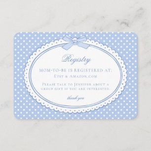 Blaue Gingham Coquette Schleife Baby-Registrierung Begleitkarte