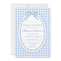 Blaue Gingham Coquette Schleife Brautparty