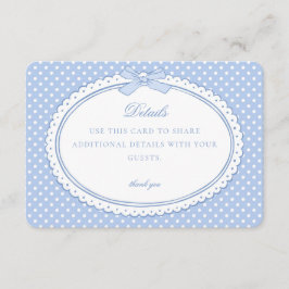Blaue Gingham Coquette Schleife Details Karte