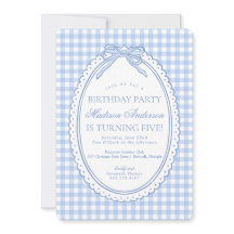 Blaue Gingham Coquette Schleife Geburtstagsfeier