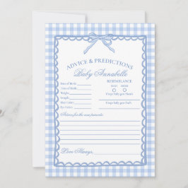 Blaue Gingham Coquette Schleife Rat für Baby Karte